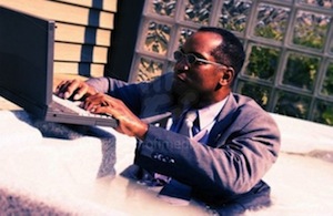 businessman in hot tub