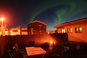 Thunder Bay hot tub northern lights